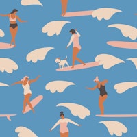 GIRLS AND WAVES small papiers peint