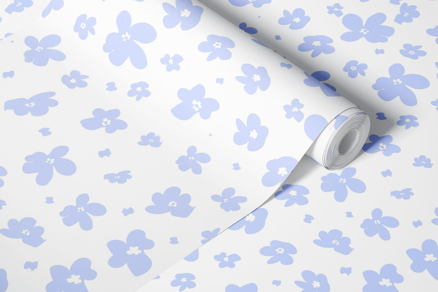 Simple blue white flower field wallpaper roll