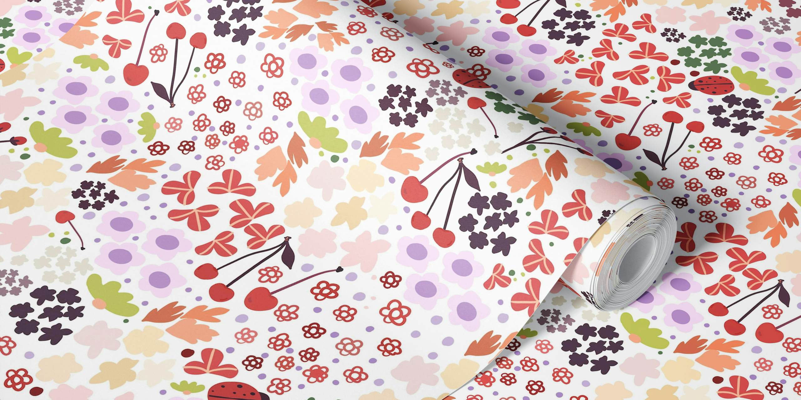 Litet blommfält tapet i ett rum