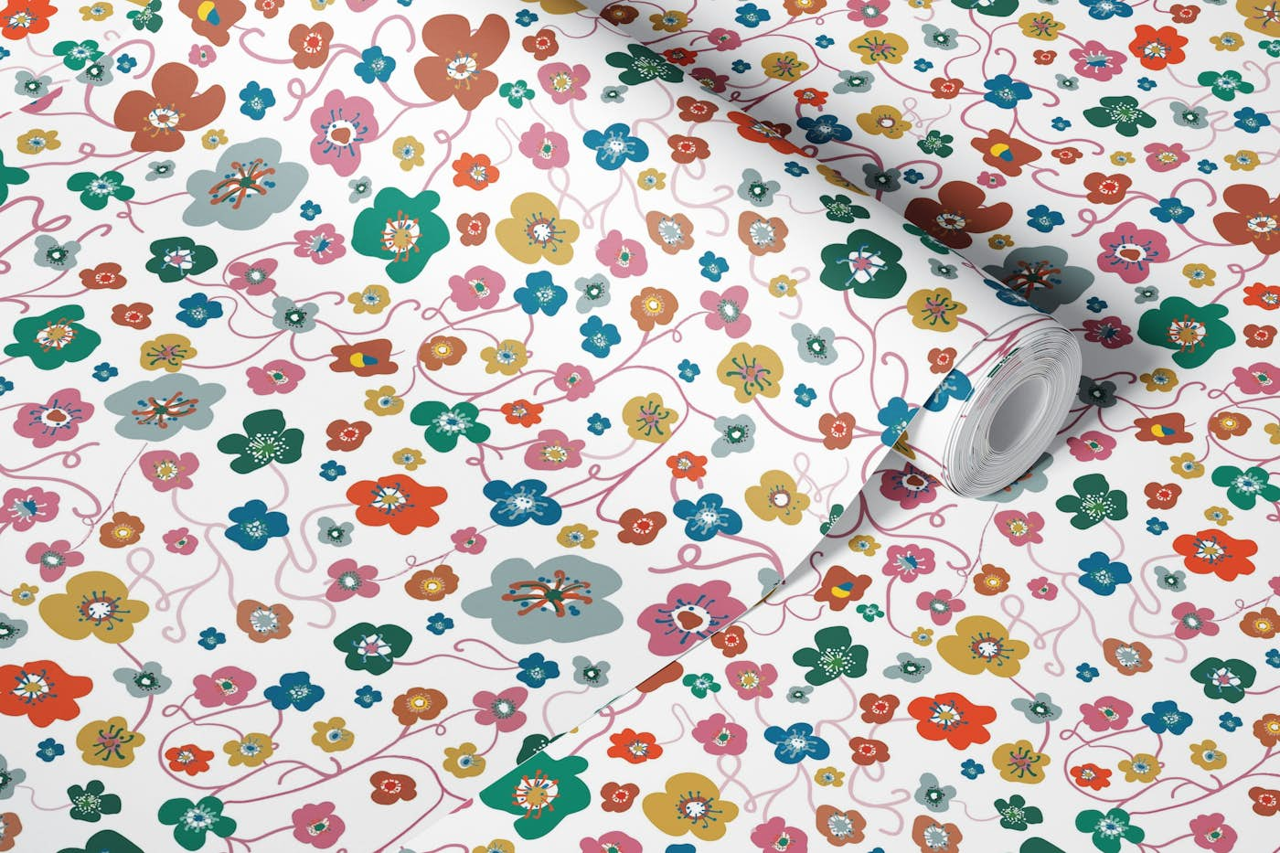 Little flowers pattern wallpaper roll