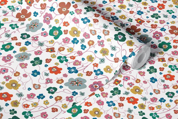 Little flowers patternwallpaper roll