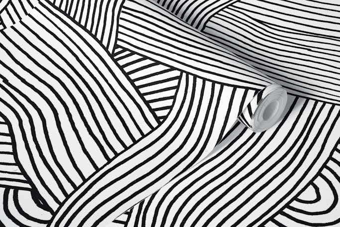 Monochromatic Abstract Handmade Lines and Stripeswallpaper roll