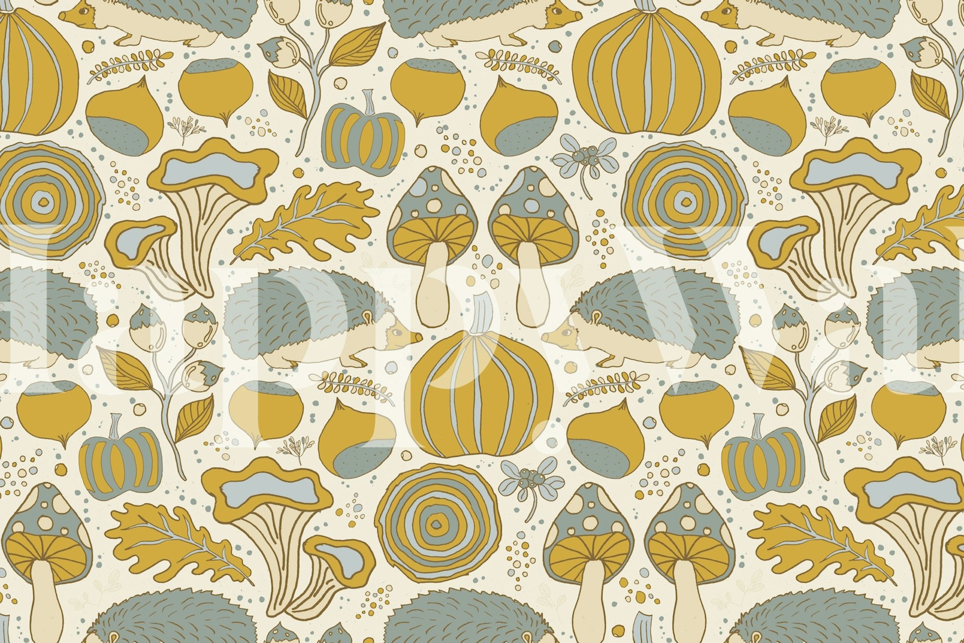 Papel de parede Autumnal com flowers e animals.
