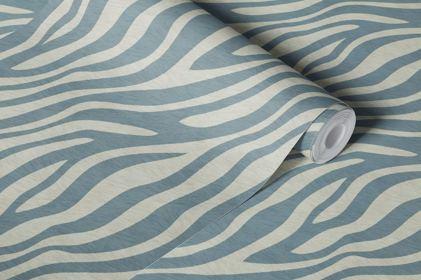 Blue Beige Zebra Pattern wallpaper roll