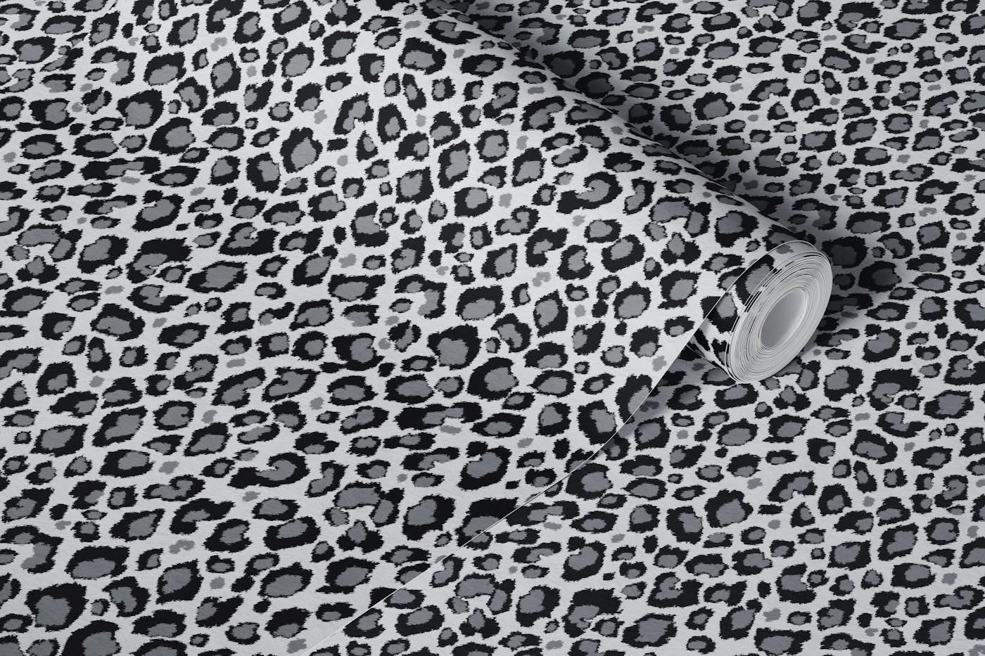 Leopard Pattern Grey Black wallpaper roll