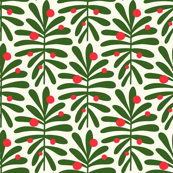 2867 B - abstract leaves pattern, green red