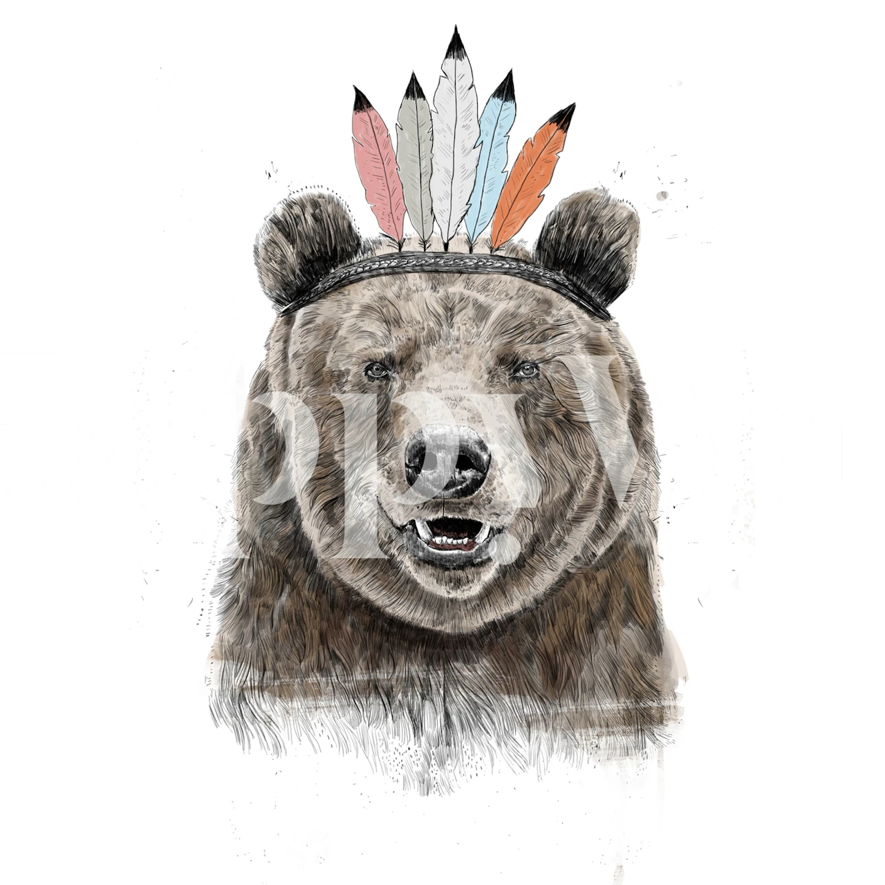 Festival bear wallpaper in a stylish room