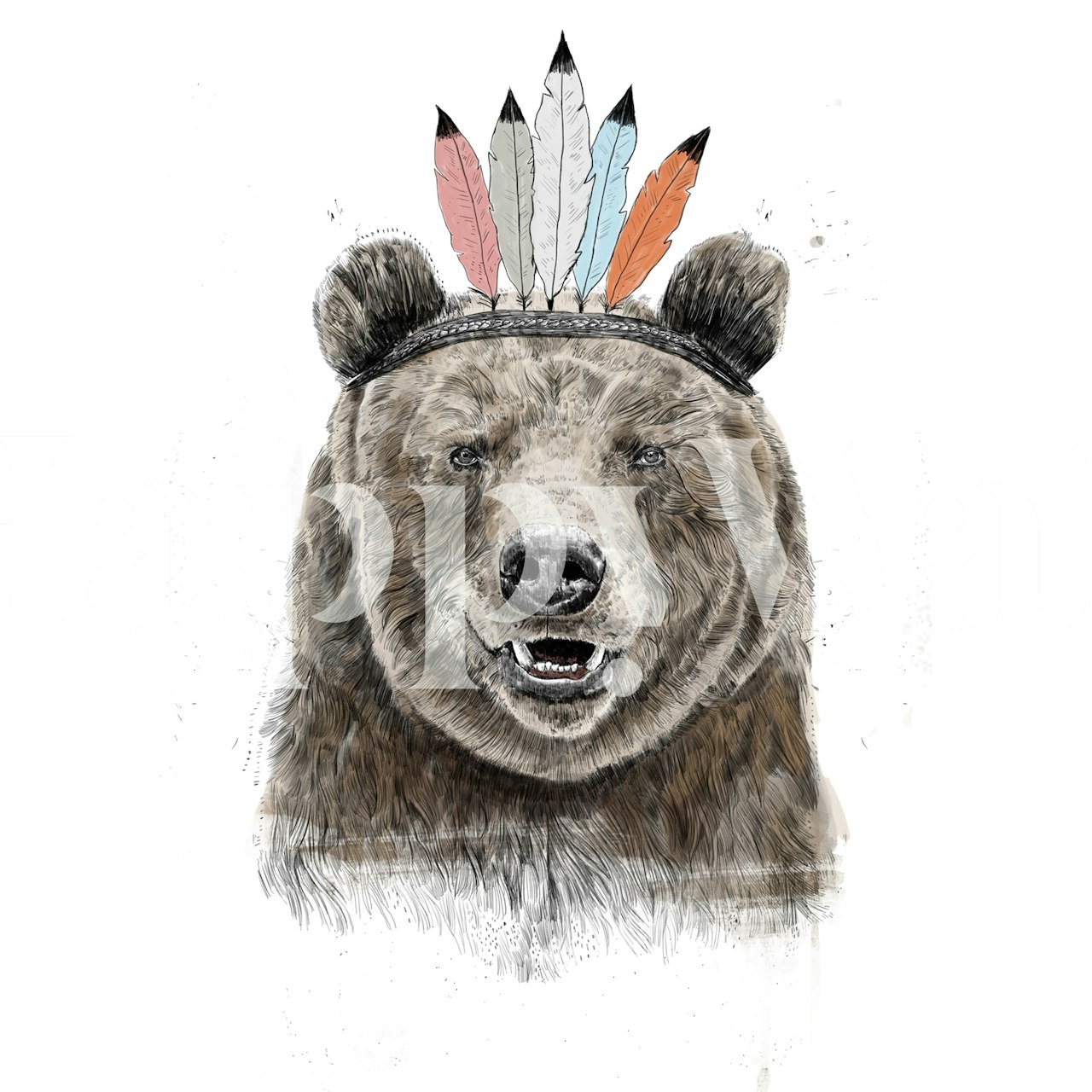 Festival bear wallpaper in a stylish room