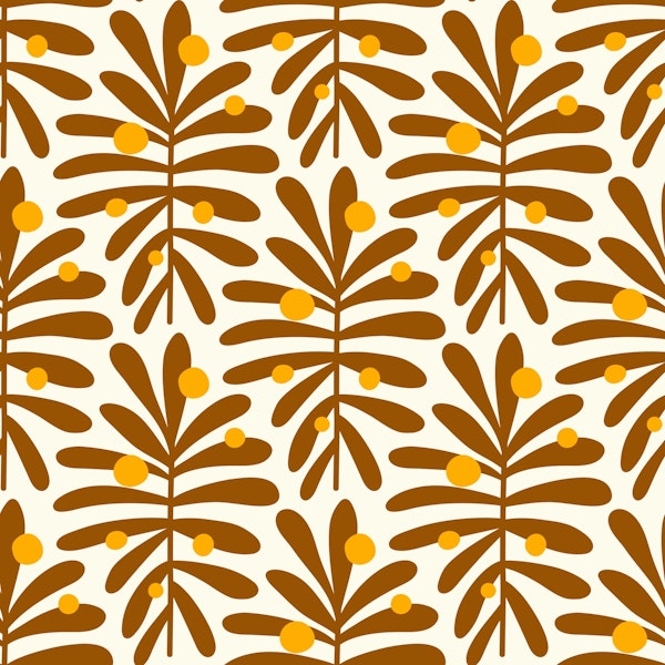 2867 D - abstract leaves pattern, brown