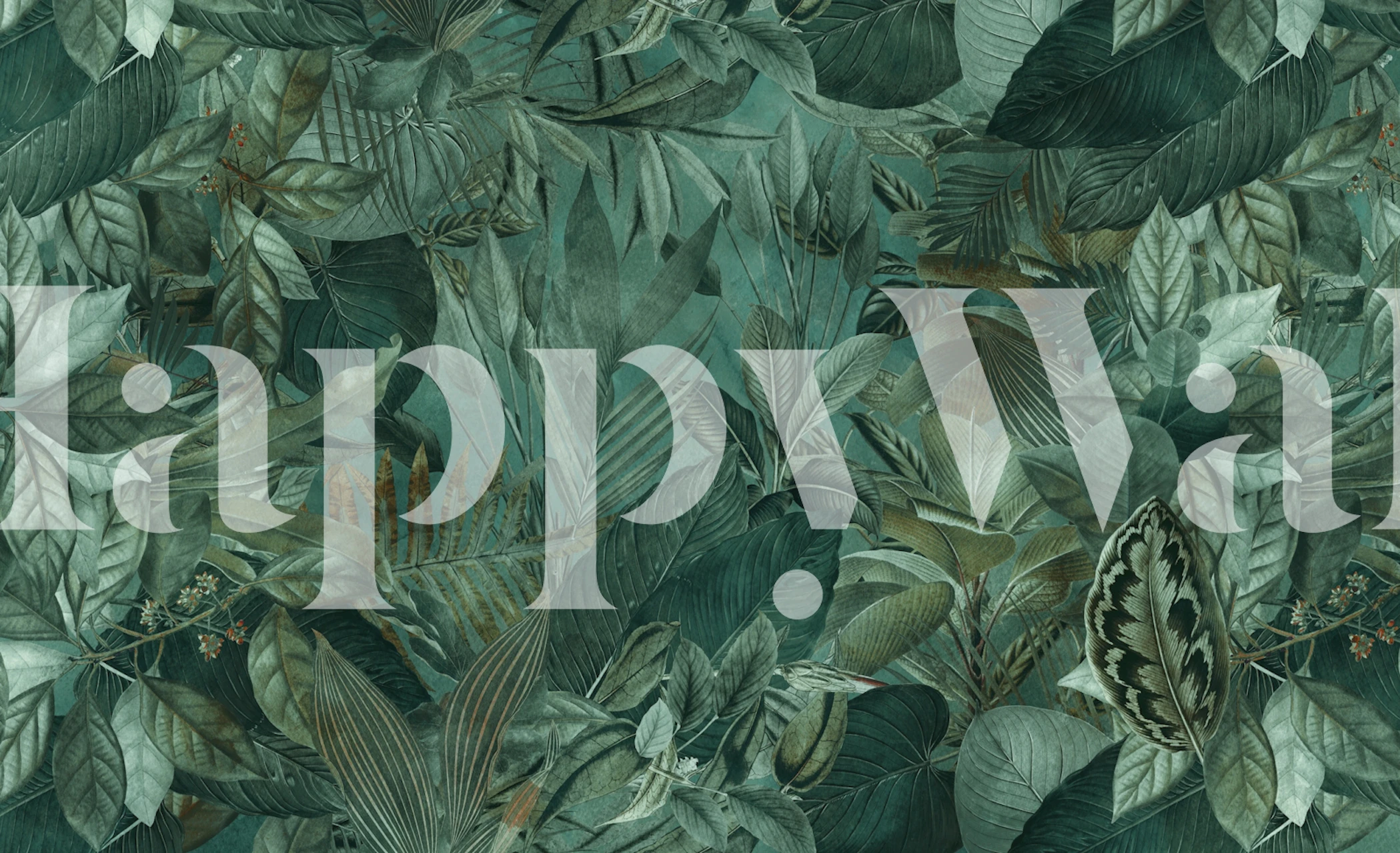 Emerald green tropical leaves wallpaper with lush foliage