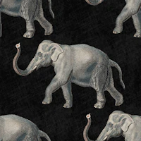 Vintage Elephant Pattern on Black Linen wallpaper