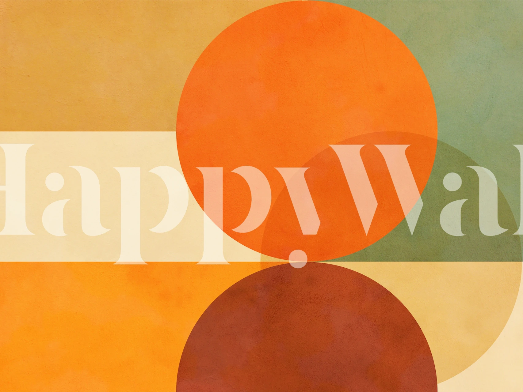 Mid-Century Fall Colours Wandmalerei in einem Raum