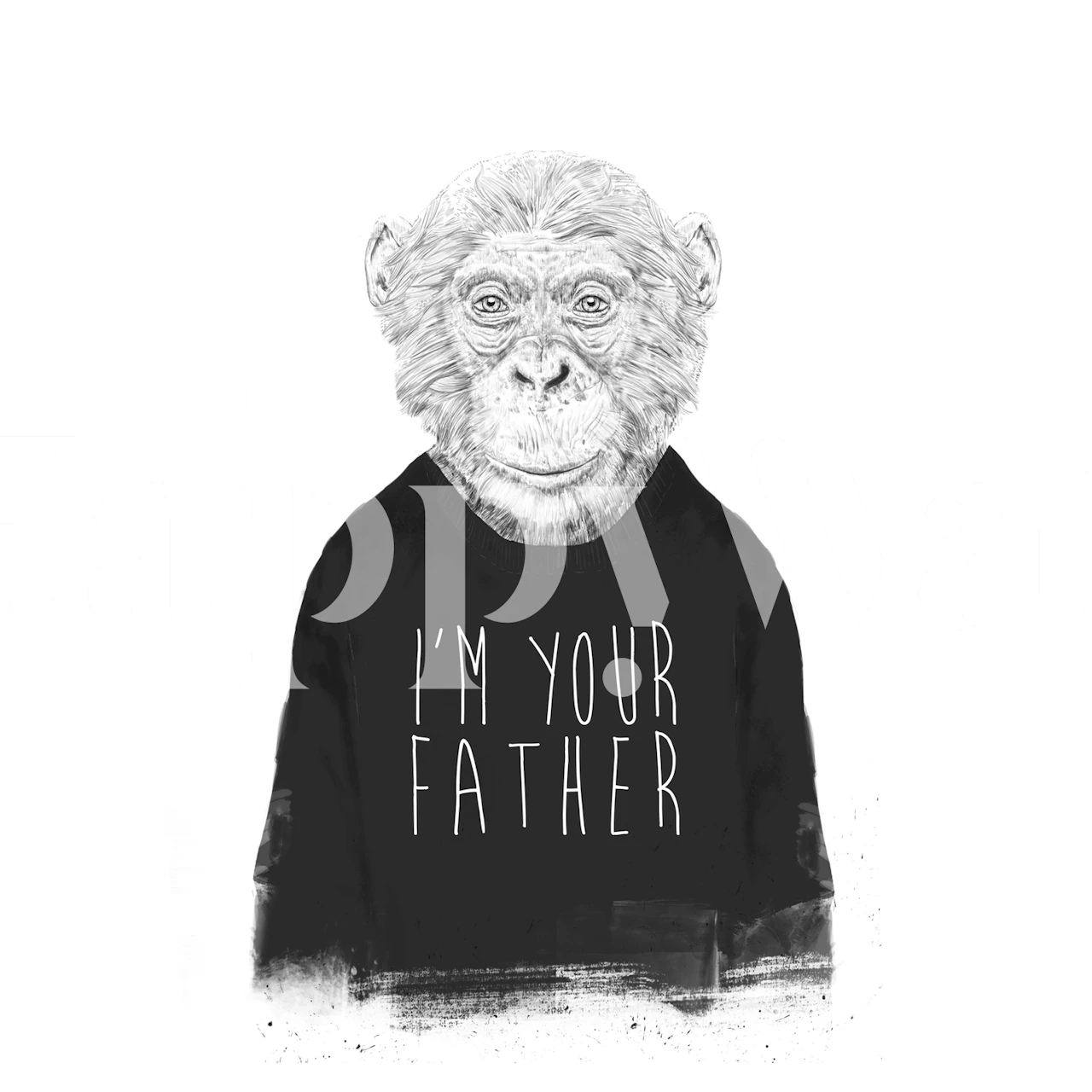 Tapetdesign med en lekfull chimpans