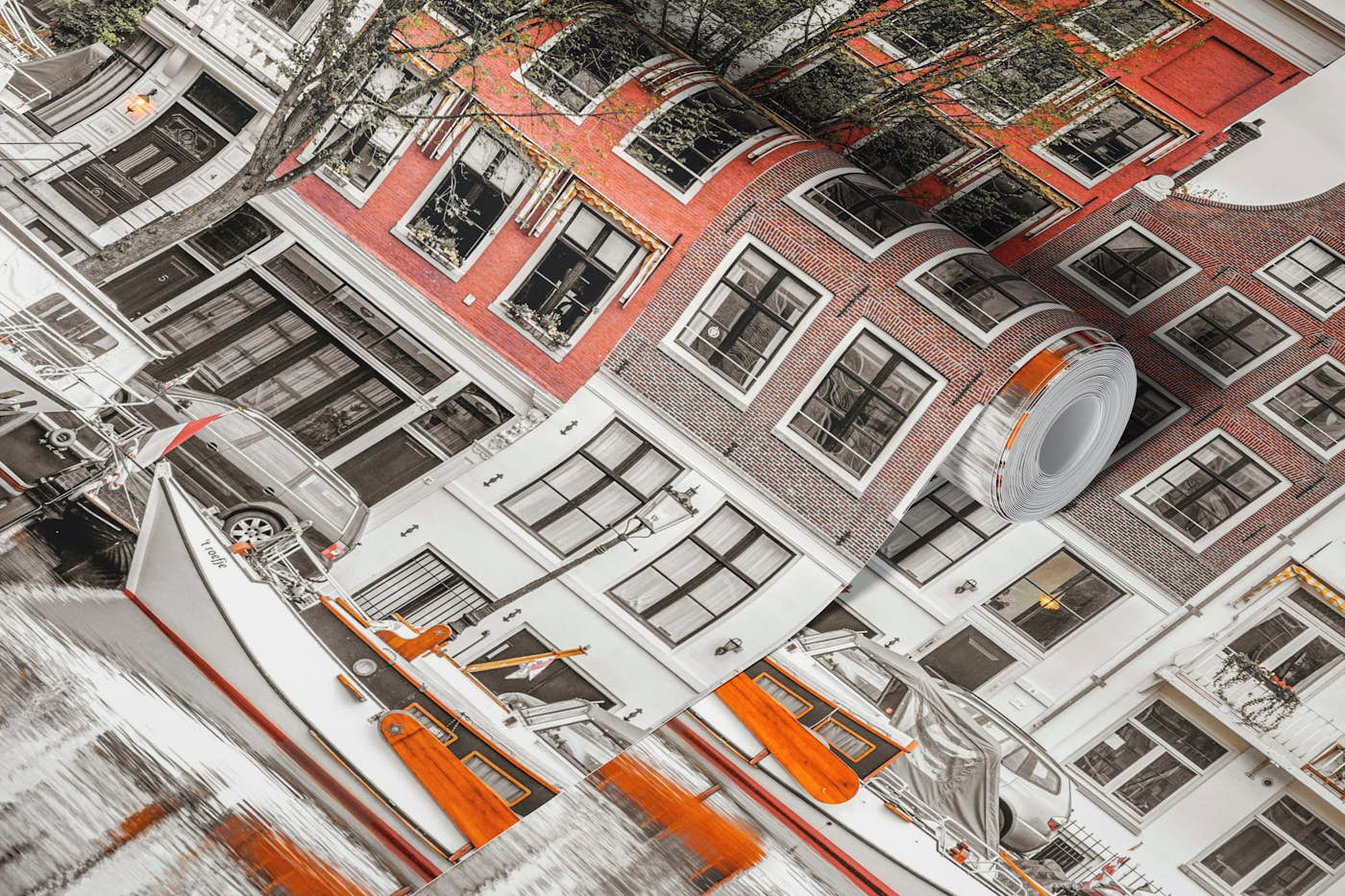 Amsterdam townhouses wallpaper roll