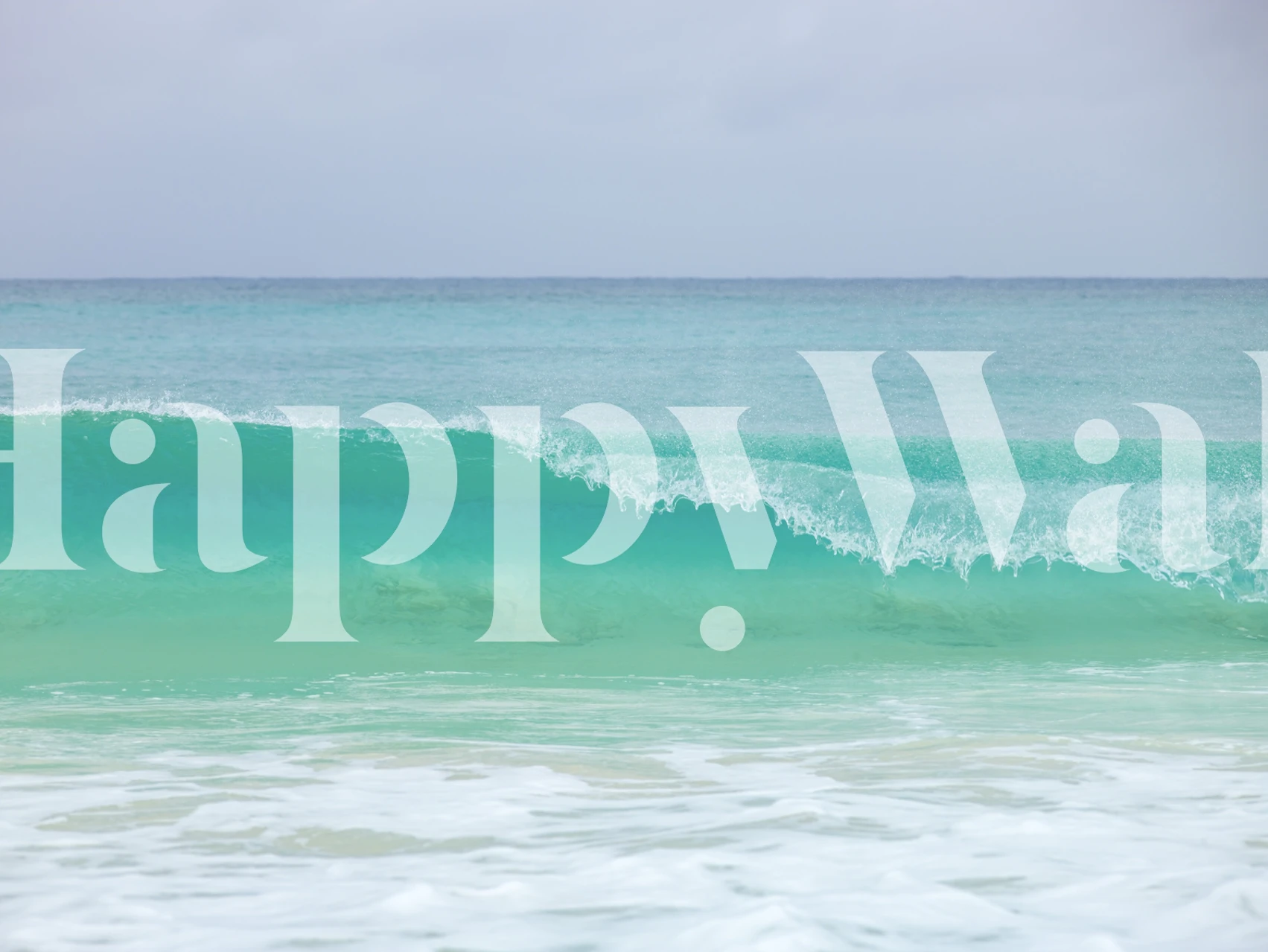 Ocean waves in teal and white colors coastal wallpaper