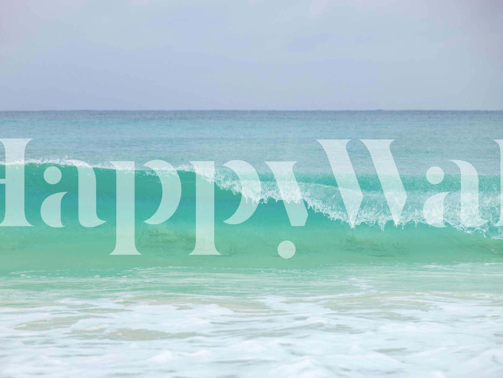 Ocean waves in teal and white colors coastal wallpaper