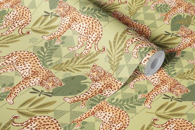 Leopard African green junglewallpaper roll