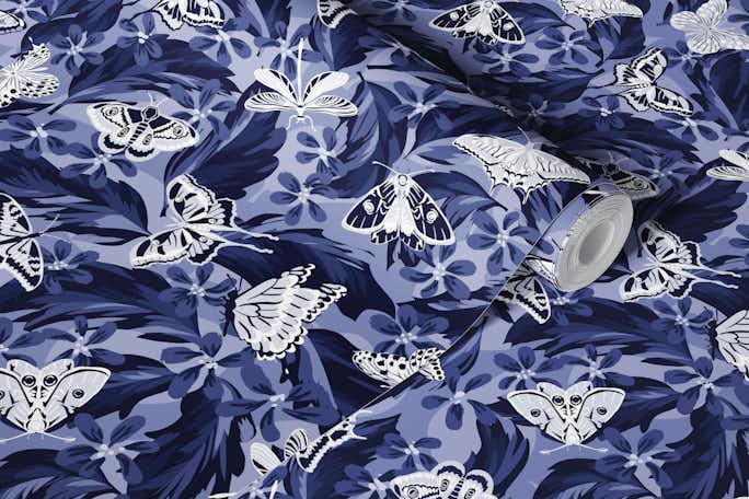 Blue Butterflies of the nightwallpaper roll