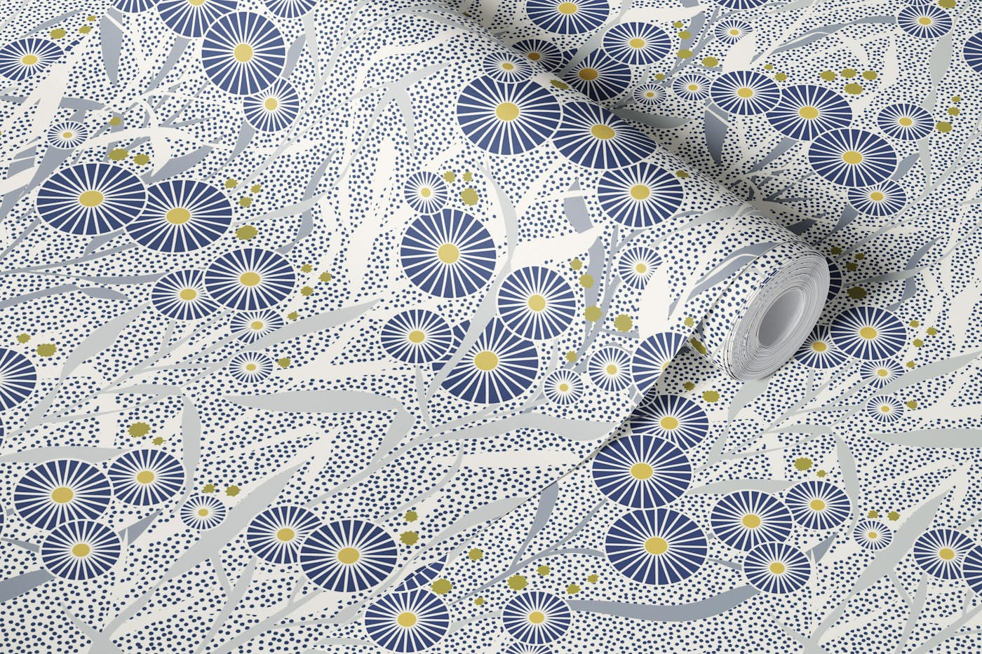 Japandi Flowers light blue wallpaper roll