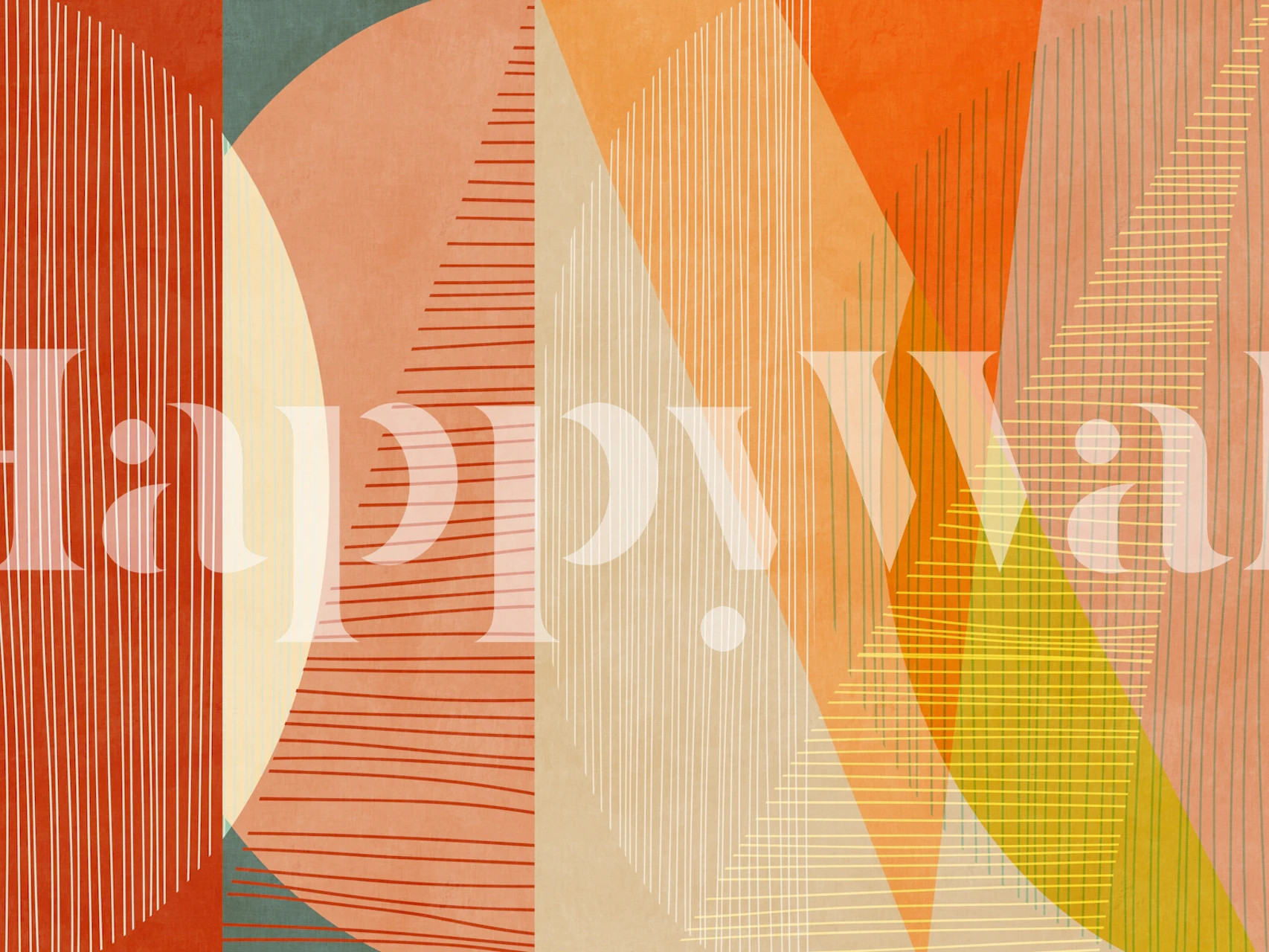 Boho orange fall wallpaper design in a room