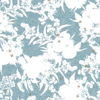 Honeybee Bouquet Floral Silhouette - reef waters blue tapete