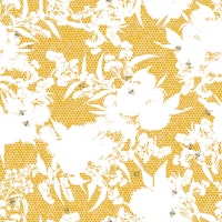 Honeybee Bouquet Floral Silhouette - golden bumblebee yellow tapete