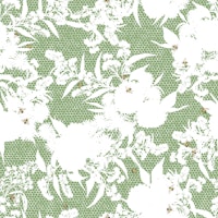 Honeybee Bouquet Floral Silhouette - green tea tapete