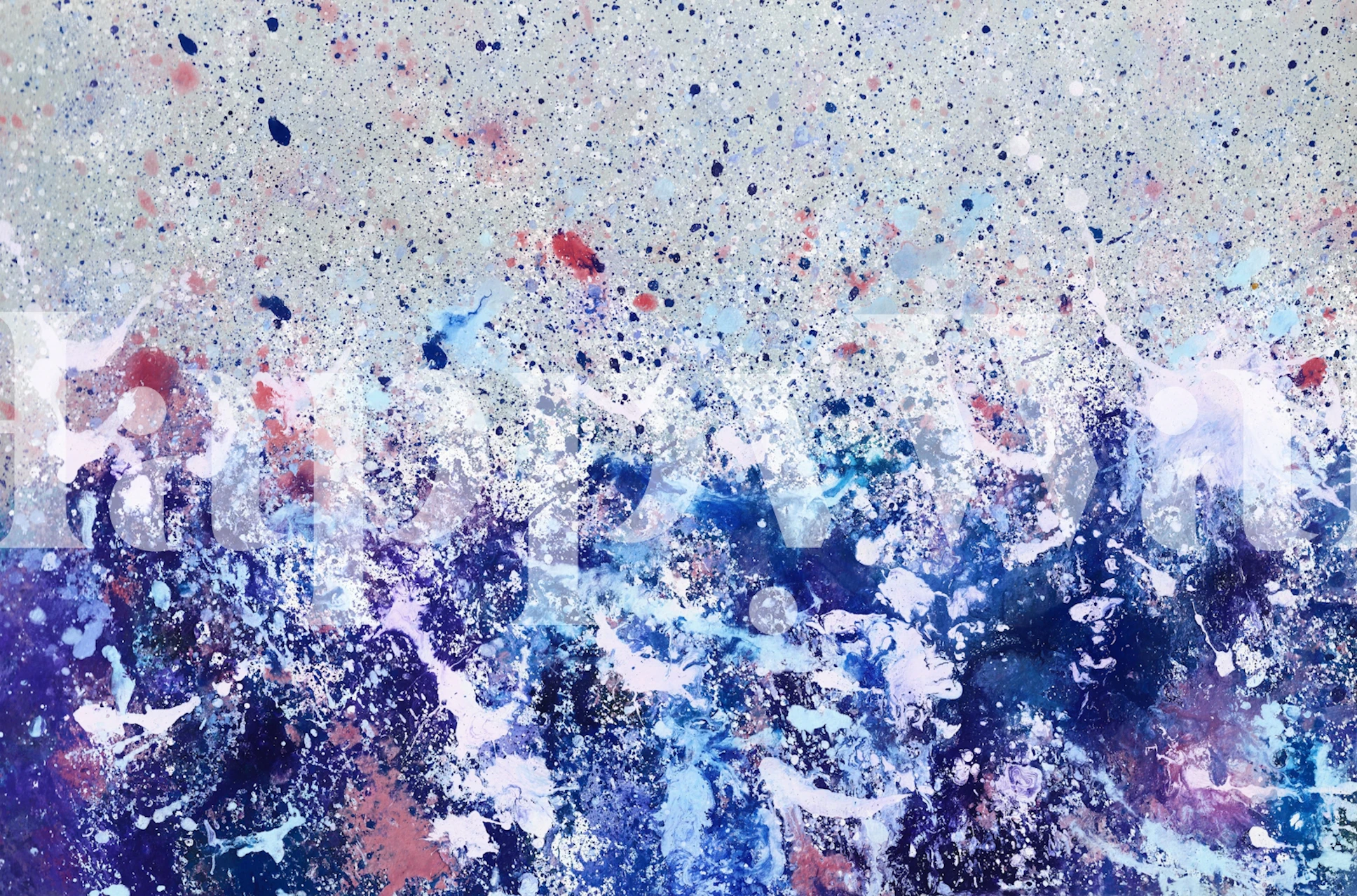 Colorful ink splashes wallpaper in a room