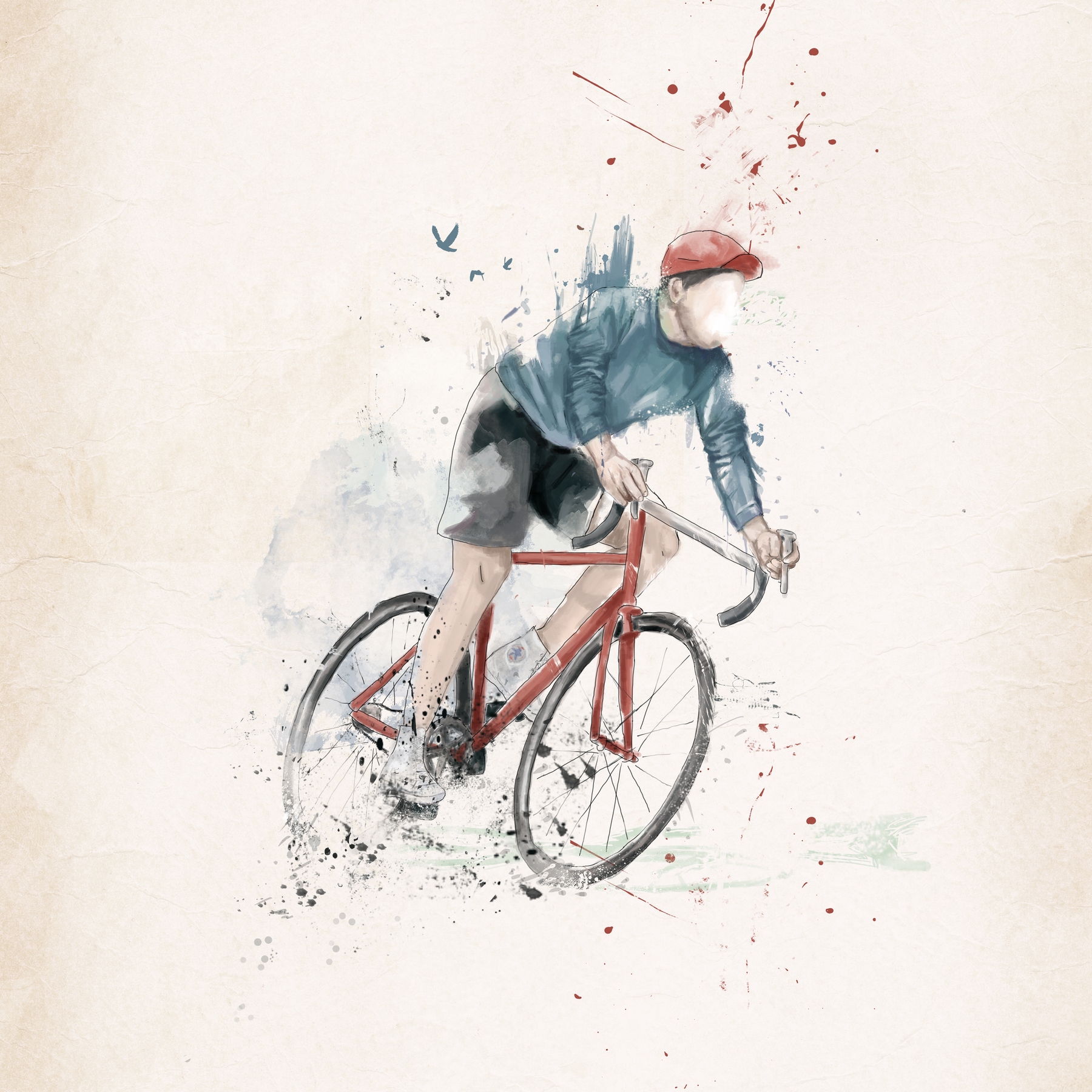 Картина велосипедист
