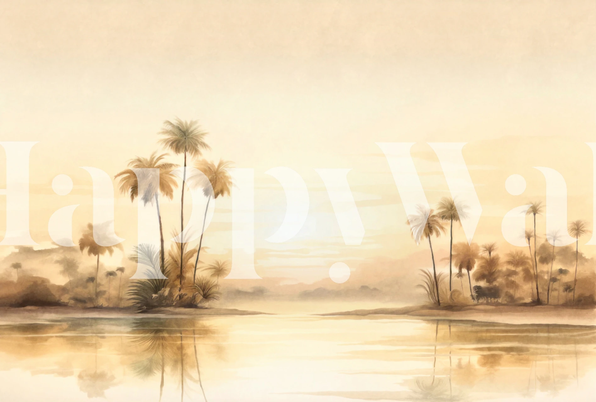 Tropical sunset wallpaper with palm trees