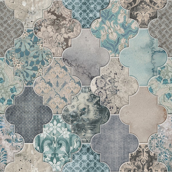 Moroccan Tiles Duck Egg Blue Grey Small