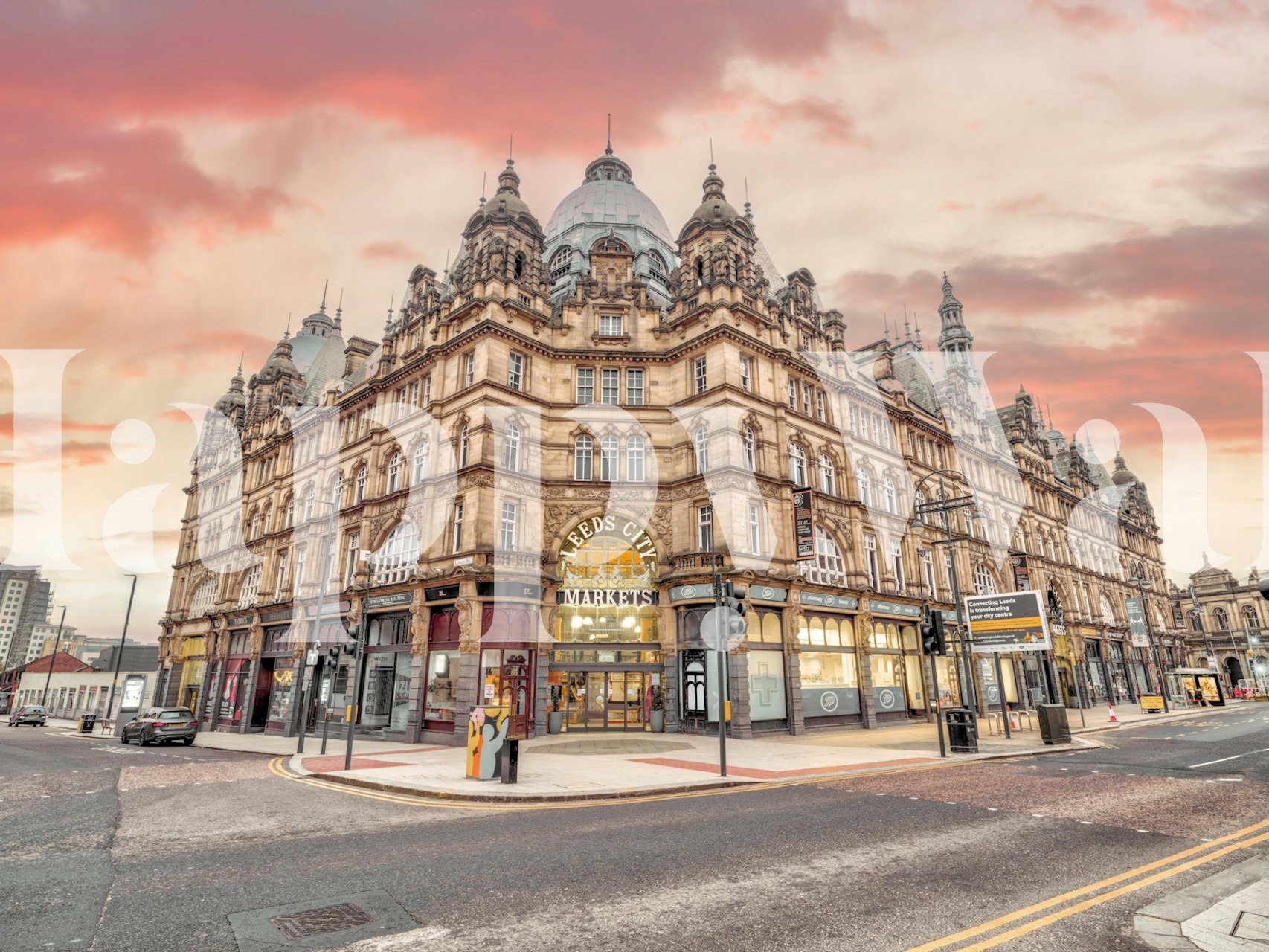 Historic building wallpaper with warm colors and architectural details