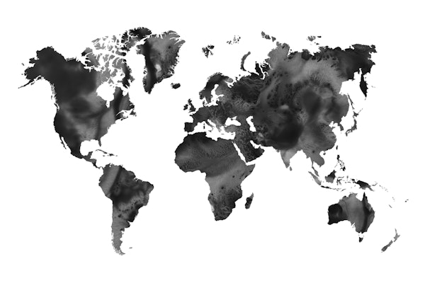 Watercolor World Map in Black