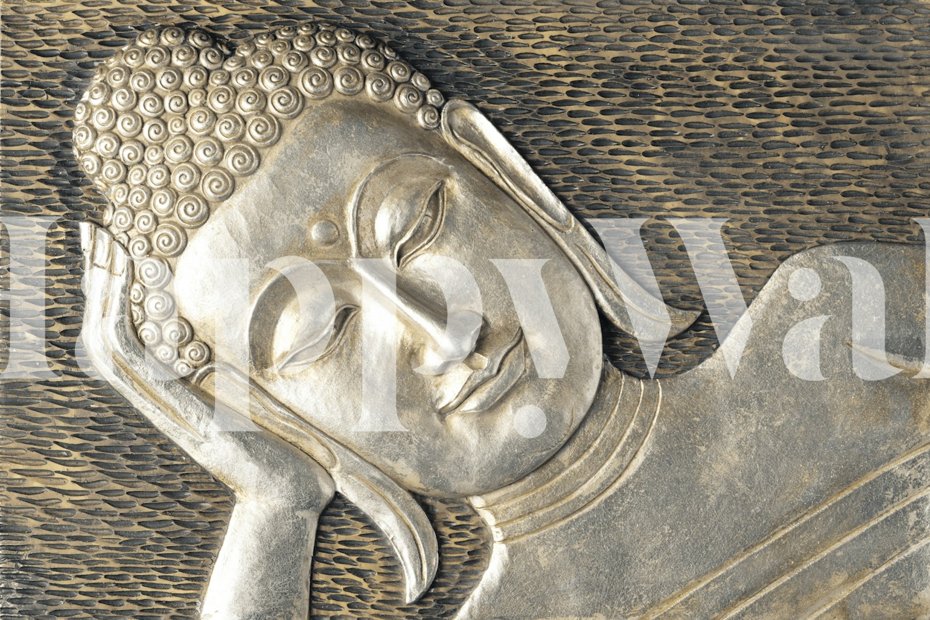 Sleeping Buddha wallpaper in a serene room