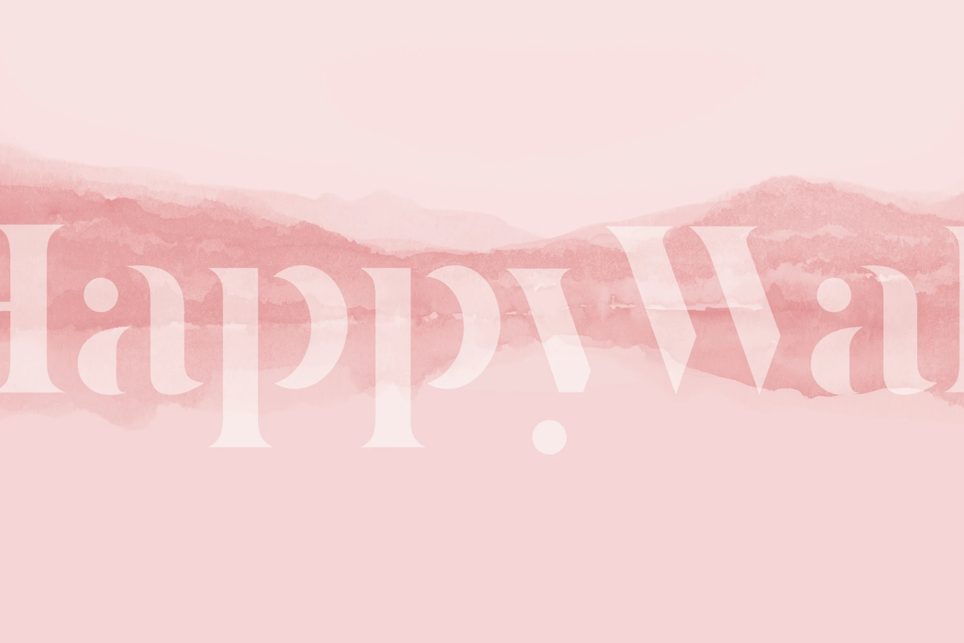 Subtil pink akvarel landskabsvægmaleri til indretning