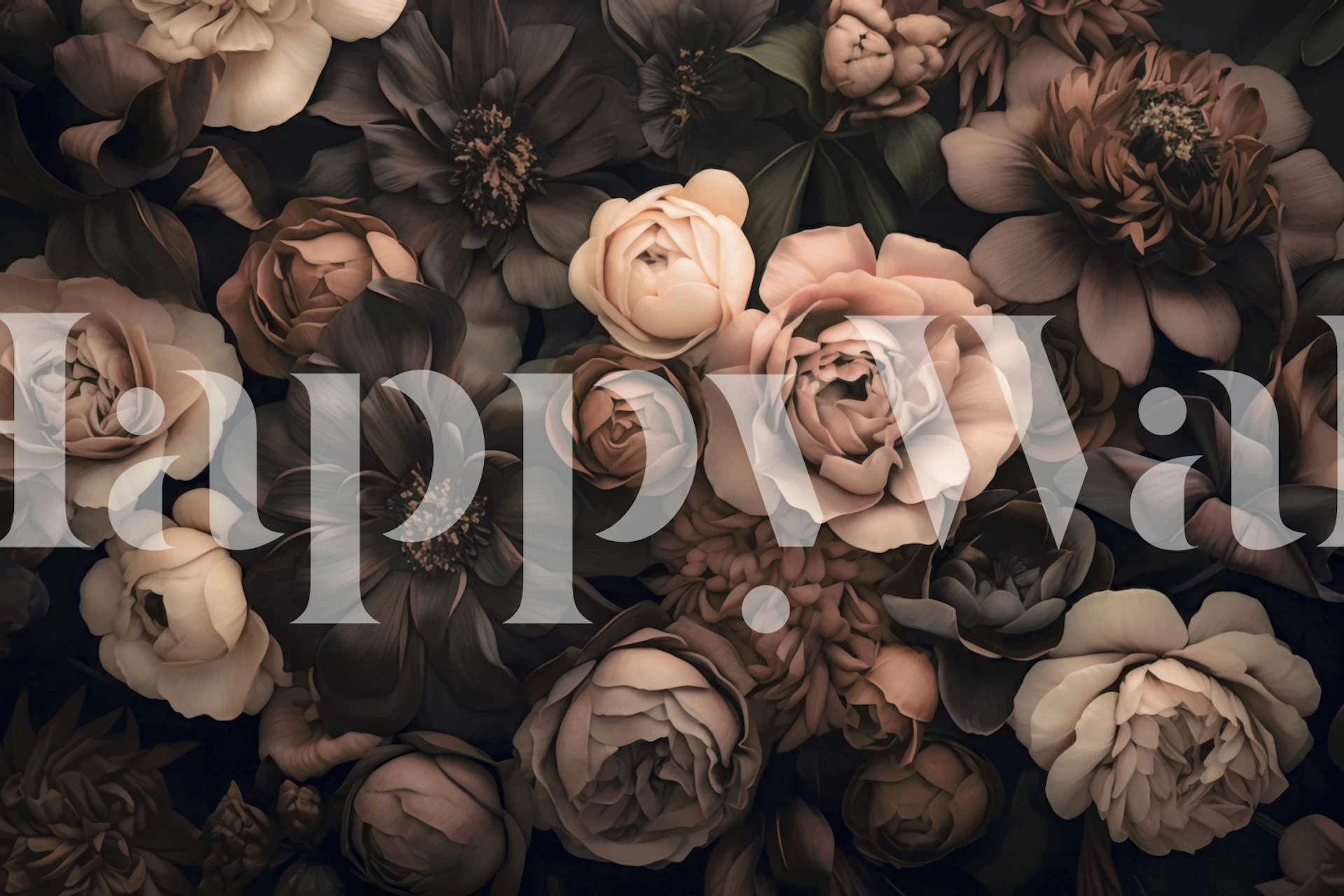 Opulent baroque-style flowers in shades of blush and brown with a moody botanical feel