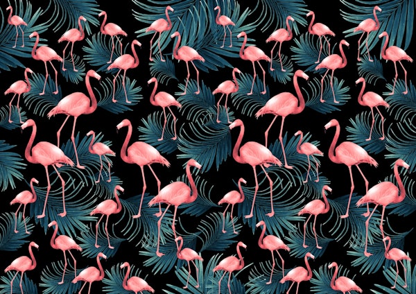 Summer Flamingo Palm Night 1a