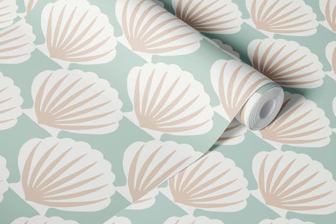 Neutral geometric seashellswallpaper roll