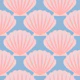 Modern scallops pink blue - small scale