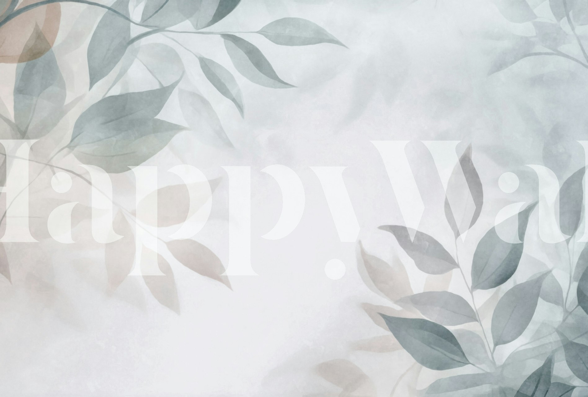 Pastel teal foliage leaves pattern wallpaper