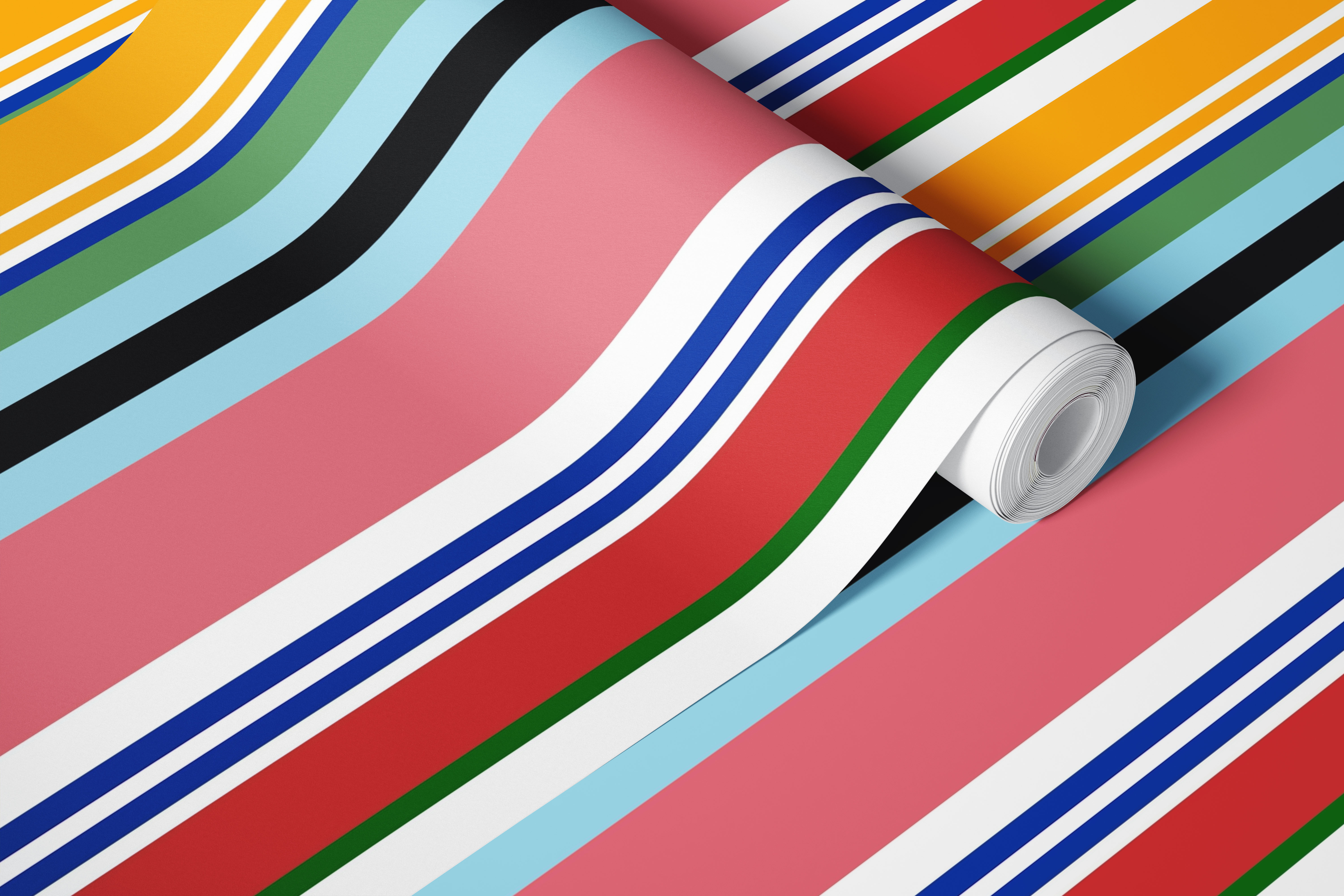 Colorful striped Nautical French Bayadère wallpaper