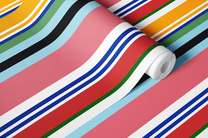 Nautical french bayadère (colorful stripes)wallpaper roll