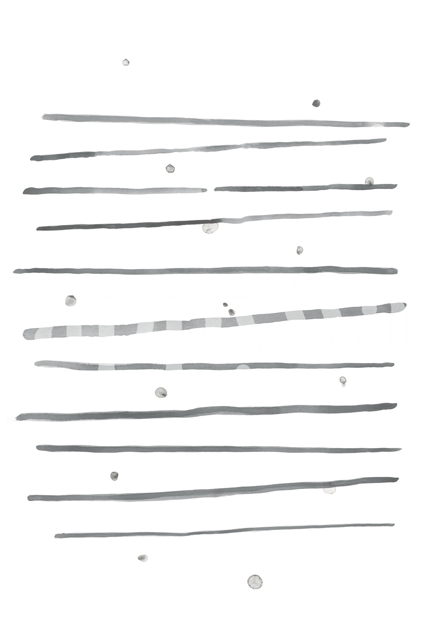 Abstract black and white wall mural featuring horizontal lines and dots