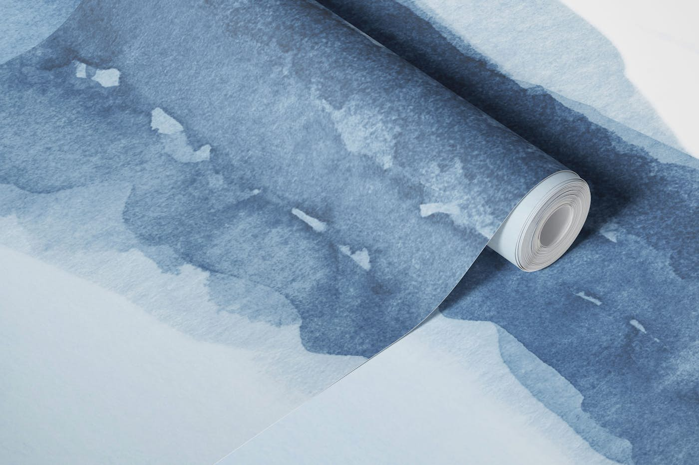 Watercolor Landscape in blue wallpaper roll