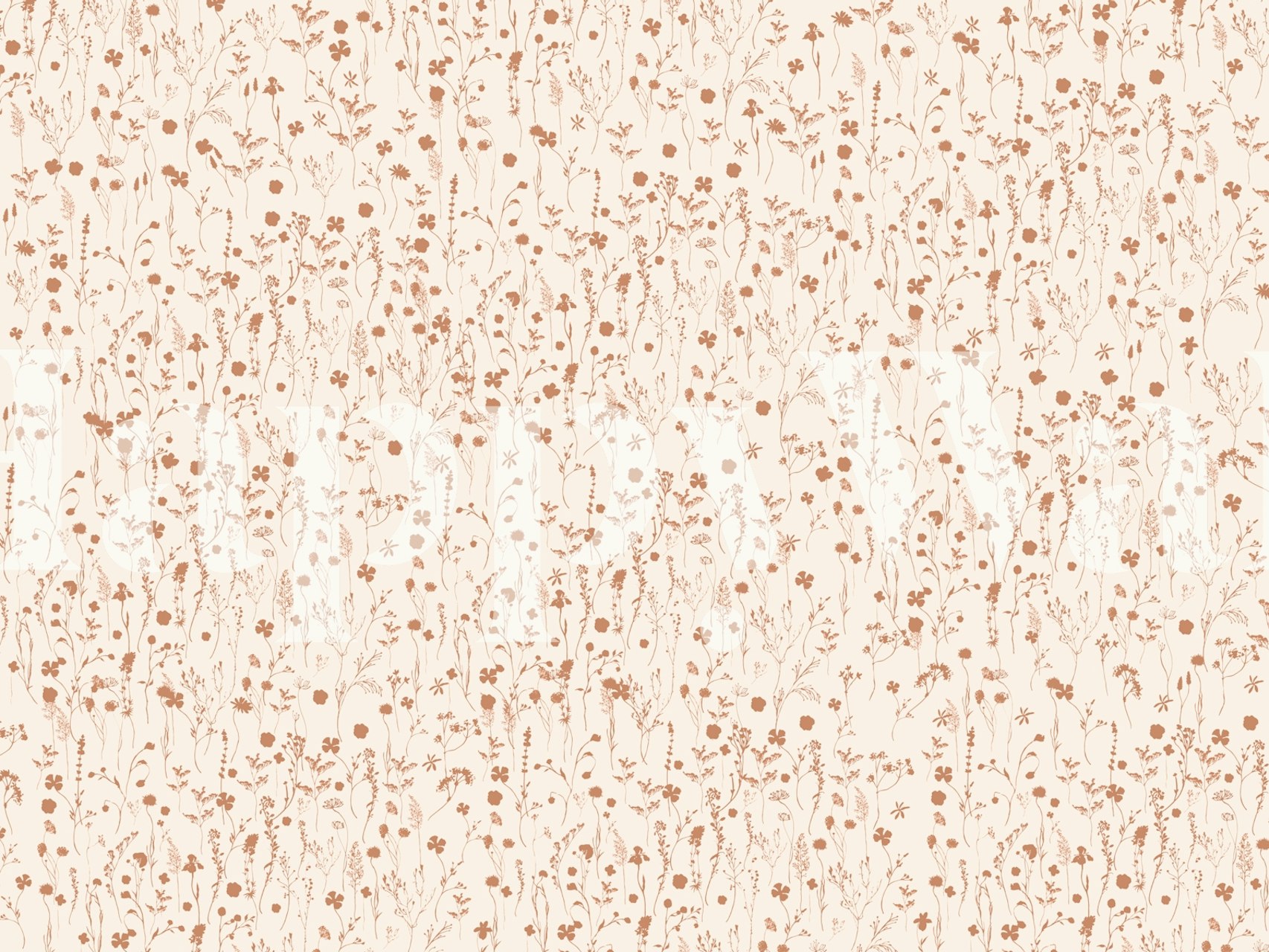 Copper and cream floral wall mural design