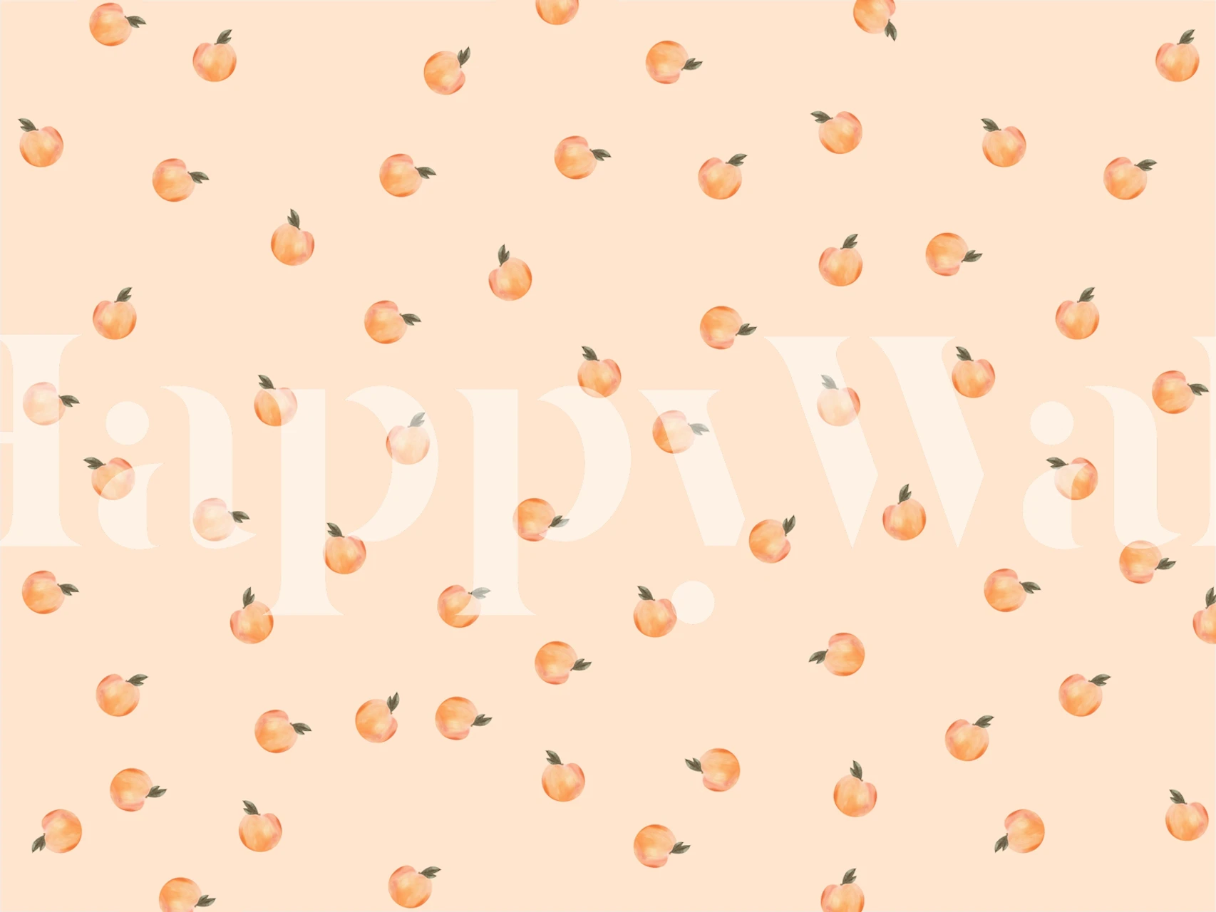 Peach fruit pattern on peach background wallpaper