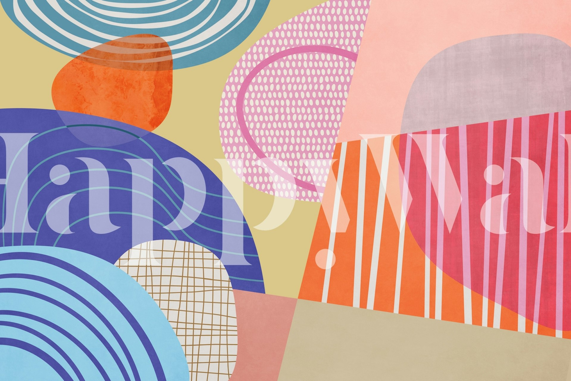 Abstract geometric shapes wall mural with pastel colors