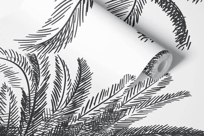 TREE PALMS WHITEwallpaper roll