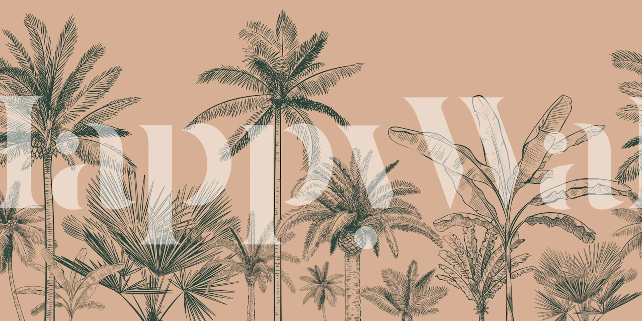 Palm tree silhouettes wall mural on a pastel background for home decor.