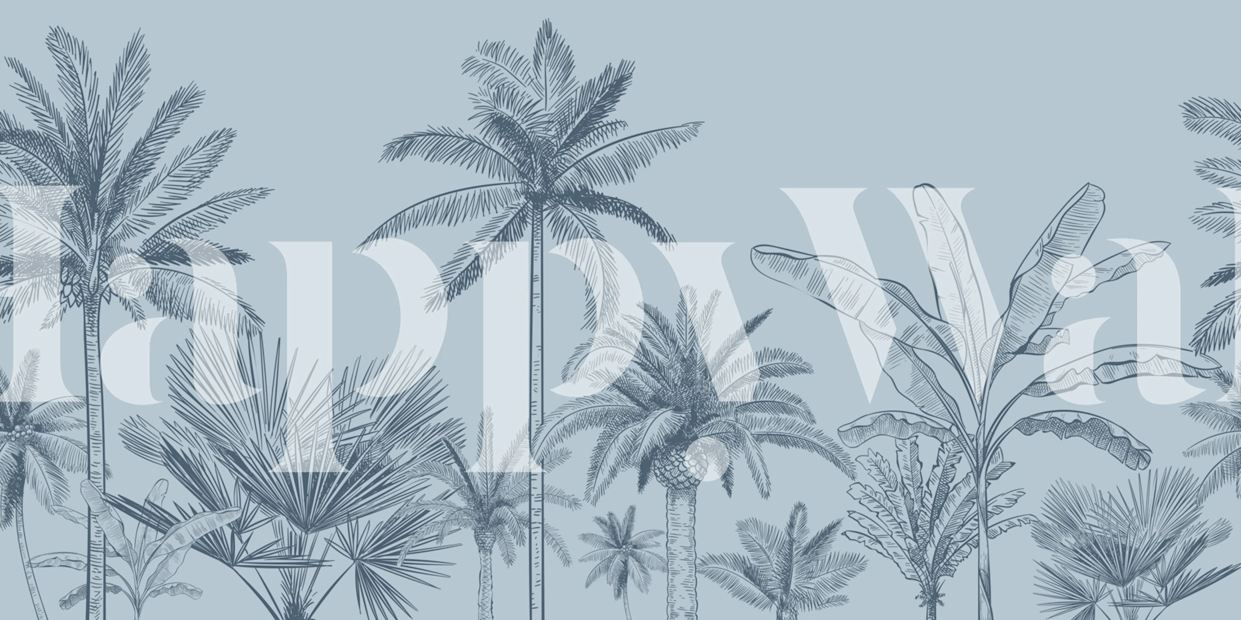 Design Tapety Tree Palms Blue V Místnosti